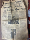 +* AS-IS Vintage Bristol (VA-TN) Herald Courier JFK Kennedy Assassination Nov 23 1963 Newspaper