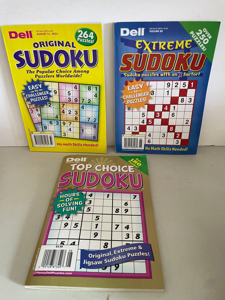 NEW Set/3 Dell Sudoku Puzzle Books August &  Vol 88 Oct 18 2022