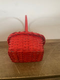 +* Small Red Basket Woven Wood With Handle & Plastic Liner Holiday Valentines Day