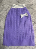 +* Dog Sweater Medium Purple with Grey & White Bow 20” L
