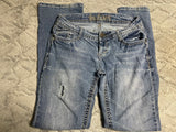 +* Womens/Juniors Wallflower Size 11 Blue Boot Cut Flare Distressed 32” Waist