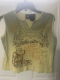 +* Womens Juniors Route 66 Large Tank Top Green with Circus Theme Gold Rivets