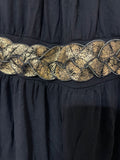 +* Y2K Junior’s Medium Black  Short Dress With Sewn in Gold Belt Scoop Neck Wrap Skirt