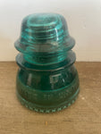 <€€ Vintage Aqua Green Glass Telephone Pole Insulator HEMINGRAY #42 Made in USA Beaded