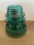 +^ Vintage Aqua Green Glass Telephone Pole Insulator HEMINGRAY #42 Made in USA Beaded