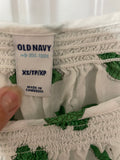 +* Womens/Juniors Old Navy XSmall White Boho 3/4 Sleeve Blouse Top White with Green Butterflies