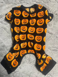 +* Dog Onesie Outfit Small Orange Pumpkins on Black 13” L Halloween