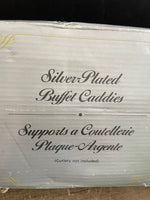 Silver Plated Buffet Flatware Caddies Set/3 Knife Spoons Forks with Box Holds Service for 12