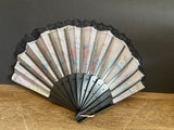 + Lace & Fabric Floral Victorian Hand Fan 16” W x 9” Opened