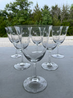 a*€ Vintage 1950s Set/6 CG Quartex Stardust Crystal Waged Wine Giblets Glasses