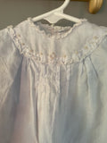 € Vintage Light Blue Infant Baby Dressing Gown w/ Lace Neckline & Hems
