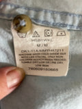 Mens Medium Wrangler Jean Company Light Blue Button Down Work Shirt Cotton Short Sleeve Shirt