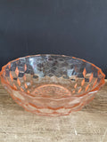 a** Vintage Round Blush Colored Depression Glass Candy Dish Serving Bowl Geometric Design