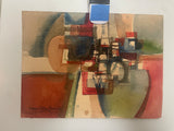 ** Rare Abstract Art Watercolor Painting 15x11 by Artist William Fletcher Jones Richmond VA 1968 Signed