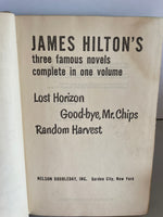 Vintage James Hilton’s Three Famous Novels  Lost Horizon, Goodbye Mr. Chips, Random Harvest HC