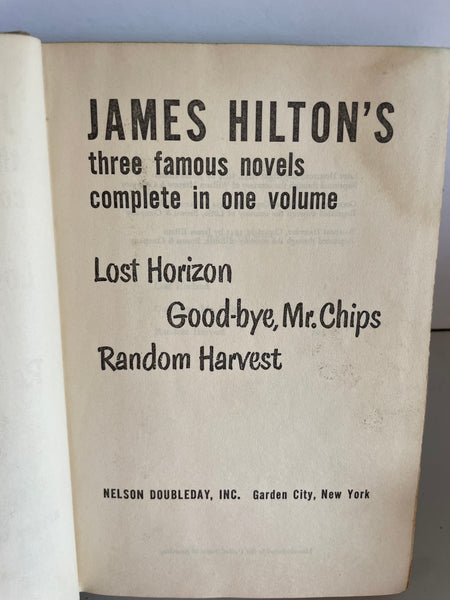 * Vintage James Hilton’s Three Famous Novels  Lost Horizon, Goodbye Mr. Chips, Random Harvest HC