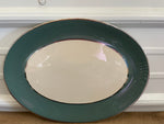 Flintridge China, California Deep Teal Green w/ Platinum Silver 14” Oval Serving Platter