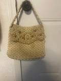 +* Vintage MACRAME Purse Bag Sand Beige Hippie Boho Woven Beaded