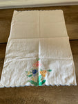 * White Tea Towel with Multi Colored Appliqués Hand Towel Cotton
