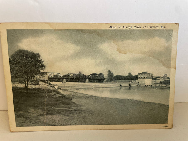 <€€ Vintage Unused POSTCARD Dam on OSAGE RIVER Osceola MO