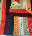 a* MCM (6) Multi-colored Crocheted Blanket Throw Lap Rug 41” W x 39” L Medium Weight
