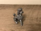 <€€ Vintage Small Pewter Sitting Poodle Puppy Dog Figurine 1” Unbranded