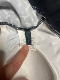 +* Womens Juniors Large By Aqua Green Black & White Swimsuit Neck Tie Ruffled Skirt One Piece