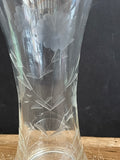 <€ Delicate Clear Glass 8” Bud Vase Etched Frosted Design Decor Damaged