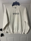 +* Womens Juniors Medium Graphic White Sweatshirt “Twin” in Black by Gildan Heavy Blend