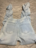 +^ Women’s Junior’s XSmall 26” Light Blue Denim with Gathered Leg Seams Deep Pockets Stretch