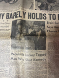 +* AS-IS Vintage Bristol (VA-TN) Herald Courier RFK Kennedy Barely Holds On Jun 6 1968 Newspaper