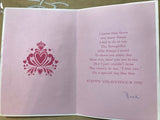 [L] Vintage Valentine's Day CARD for Wife Raised Doves Flowers Used Retired