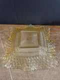 a** Vintage Set/2 Pair Light Gold/Yellow Cut Glass Candy Dishes Bowls 7“ Diam