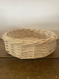 +* Round White Basket Tray Woven Wood