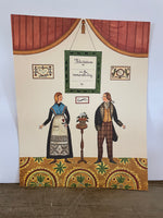 <€€ New Vintage Early Pennsylvania Dutch Marriage Certificate Watercolor Reproduction