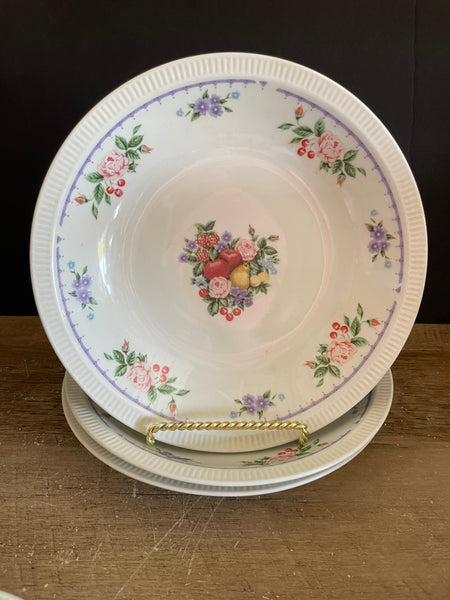 (Add) <€€ Ridgewood China Floral Spray Set/3 8.25” Salad/Soup Bowls  #RDG8