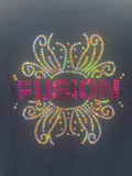+* Youth XLarge Navy Blue Long Sleeve Tshirt Bedazzled “Fusion” Gildan Ultra Cotton