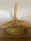 +* Medium Basket Woven Wood With Handle w/ Green Accents