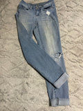+* Womens/Juniors Size 3 28” Waist SO High Rise Jegging Blue Jeans Skinny Stretch Distressed Roll Up
