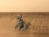 <€€ Vintage Small Pewter Sitting Poodle Puppy Dog Figurine 1” Unbranded