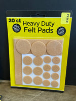 New Heavy Duty Felt Pads Beige Sealed Set of 3, 20 count each Various Sizes