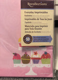 +^ Scrapbook Printer Paper RECOLLECTIONS 219026 PINK CUPCAKES on Display 50 Sheets 8.5x11