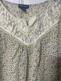 +* Womens/Juniors About A Girl Lace & Semi Sheer L/S Blouse Top Sz XS Brown & Blue Floral