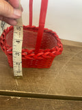 +* Small Red Basket Woven Wood With Handle & Plastic Liner Holiday Valentines Day