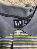 ** Vintage GAP Mens Polo Shirt Large Striped Blue/Grey Green Short Sleeve Cotton