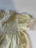 Vintage Infant Baby Girl Light Yellow Dress Lace Trimmed Collar, Sleeves & Bodice