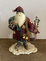 a** Christmas Figurine Santa St Nick Kriss Kringle w/ Toy Bag Satchel Resin