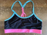 +* Girls Sz 30 Small Dance Sports Bra by Fruit of the Loom Pink Blue & Black