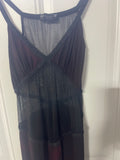 +* Womens Juniors Sz Petite Bebe Gown Lingerie Club Sheer Insets  Front Split Black & Deep Wine Straps