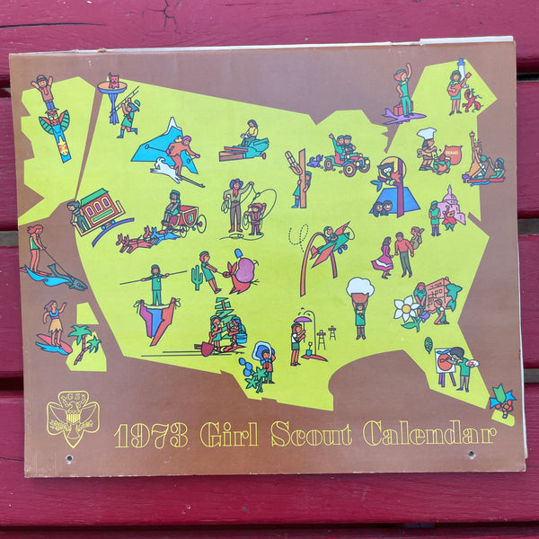 a* Vintage 1973 Girl Scout of America Photo Calendar (mirrors 2029 & more) Collectible